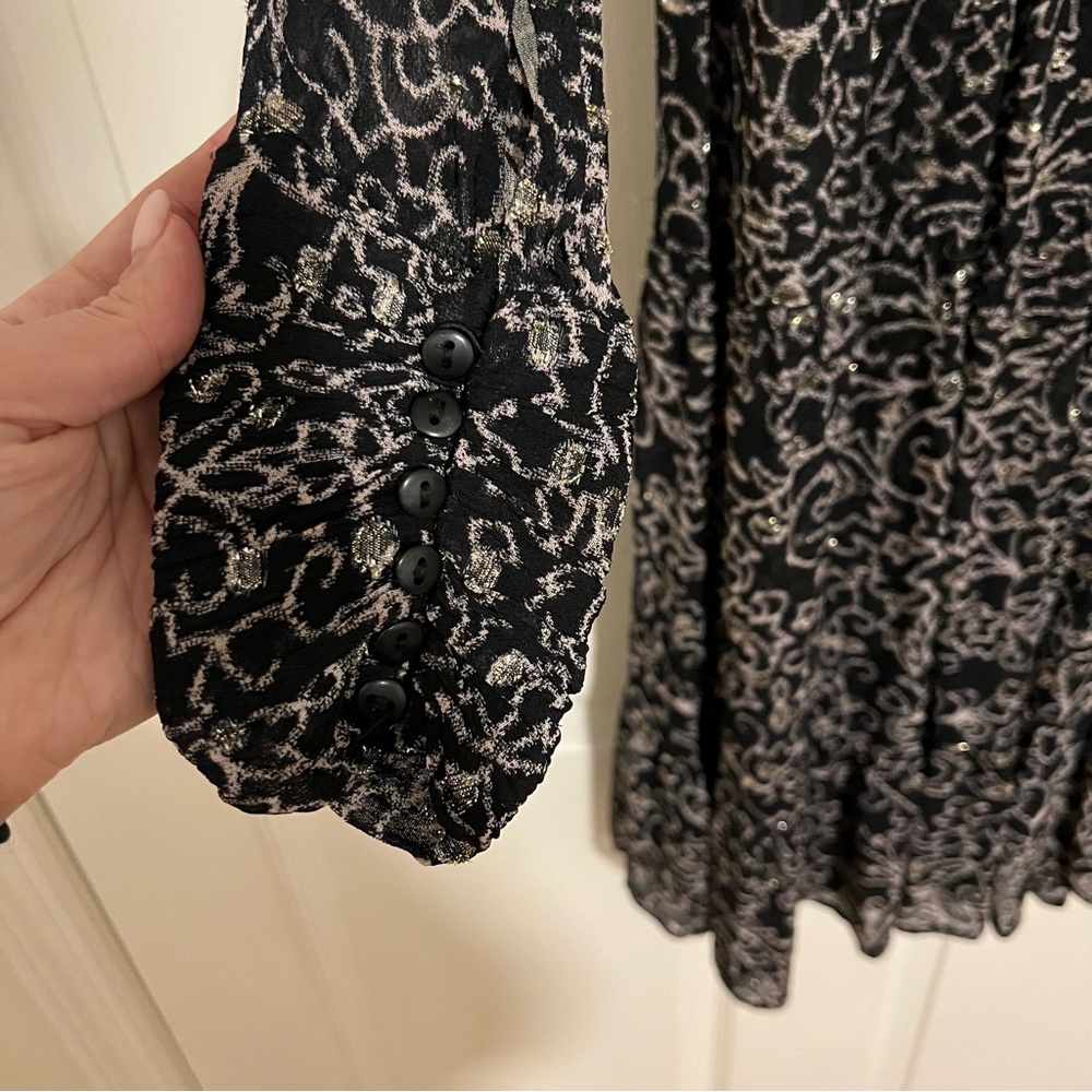 ba&sh Black Floral Long Sleeve Sheer Midi Dress Size 3 US 8-10 - Picture 3 of 5